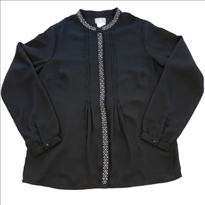 Fair Lady Blouse with Rhinestone Details Black Size 8
